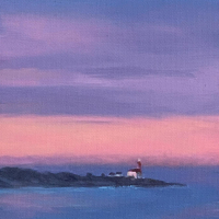 "Pink Dawn Over Beavertail" by Ann Hagan Webb, SOLD @ SBG