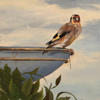 "The Goldfinch Escaped" by Ann Hagan Webb after Carel Fabritius