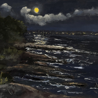 "Moonlit Waters Of Beavertail" by Karen Houston, SOLD @ SBG