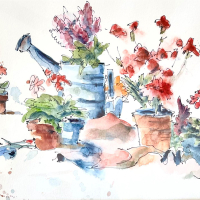 "Watering Can and Flowers" by Craig Masten