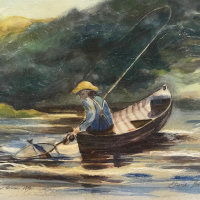 "Boy Fishing" after Winslow Homer by Elaine Porter