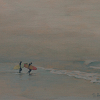 "Surfers in the Mist" by Jonathan Small, SOLD @ SBG