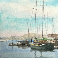 "Long Wharf" by Linda Davey, SOLD @ SBG