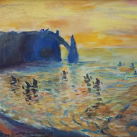 "Sailboats Leaving Etretat" after Monet by R. Curtis Grosvenor